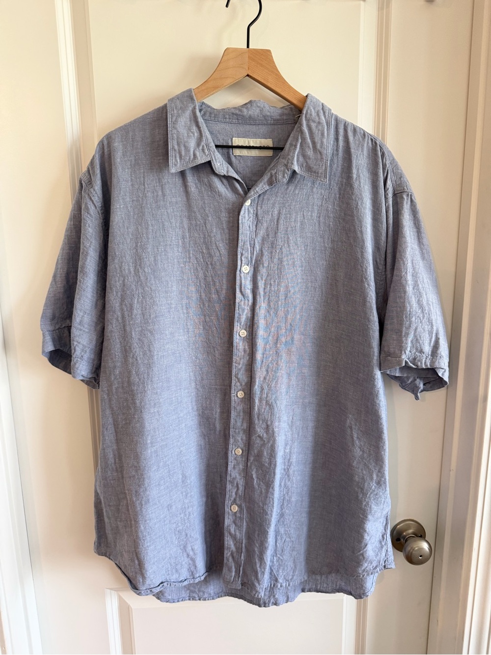 Coastaoro Linen Blend Shirt Mens XXL Blue Short Sleeve Beach Resort Button Down